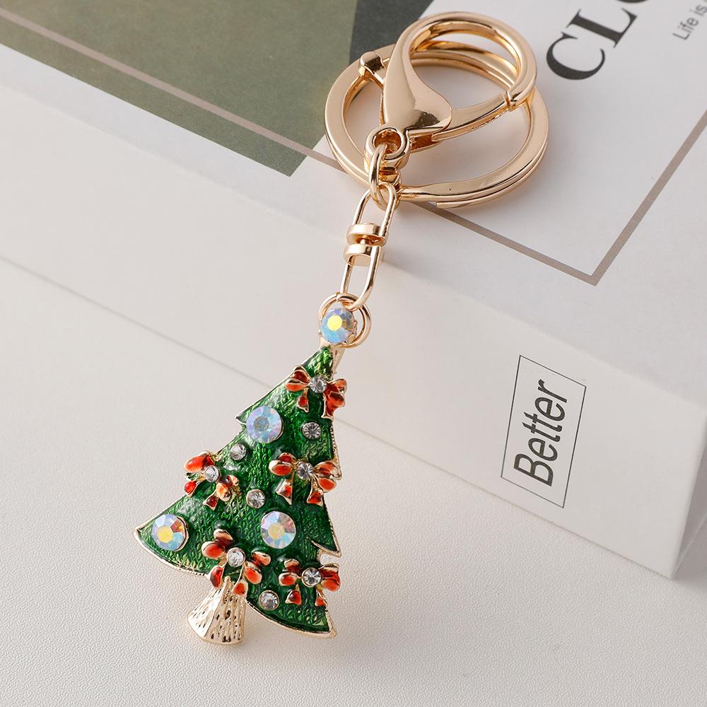 European and American Christmas Series Keychain Cute Christmas Tree Dripping Metal Pendant Christmas Decoration