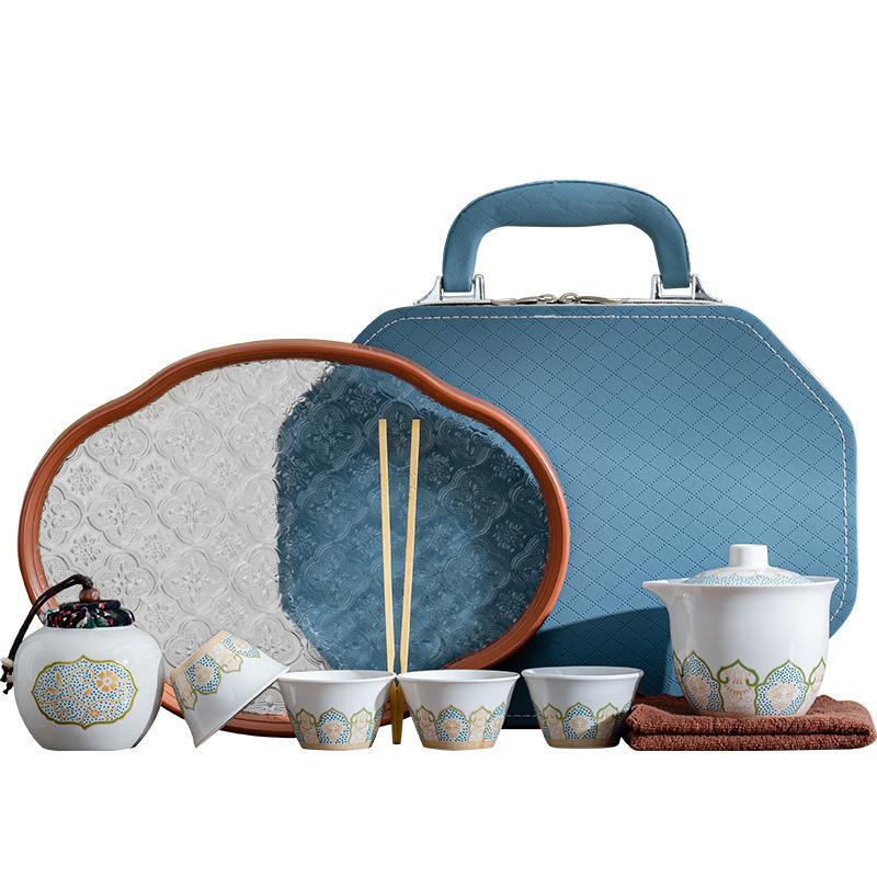 Tea set Kung Fu brewing teapot Qingyun teapot portable complete set of tea drinking equipment ceramic express cup gift