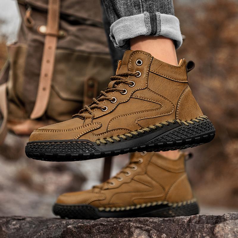 Handmade Genuine Leather Boots Men Shoes Comfortable Ankle Boots For Men Casual Shoes Outdoor Tooling Shoes