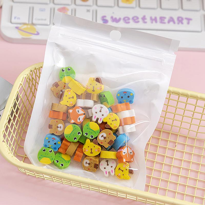 50Pcs/Bag Kawaii Eraser Creative Cartoon Mini Pencil Rubber Animal Fruit Christmas Erasers For Kids School Stationery Supplies