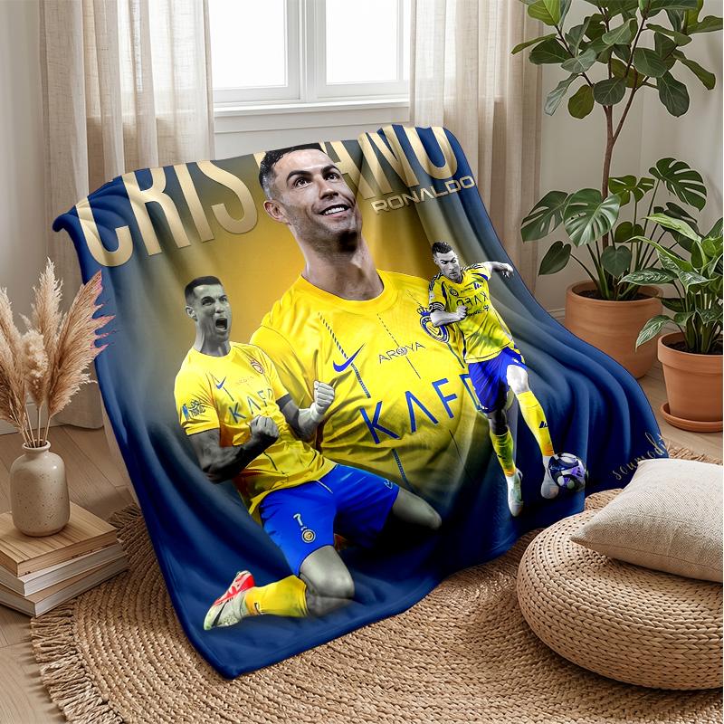 Cristiano Ronaldo Aufdruck Flanelldecke Hautfreundlich Warm Dekorativer Überwurf für Innen Couch Bett Tägliche Nutzung