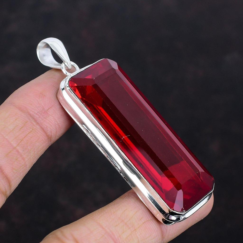 Faceted Mozambique Garnet Gemstone Pendant 925 Sterling Silver Pendant Handmade Pendant Mozambique Garnet Jewelry Wedding Gifts Boho Pendant