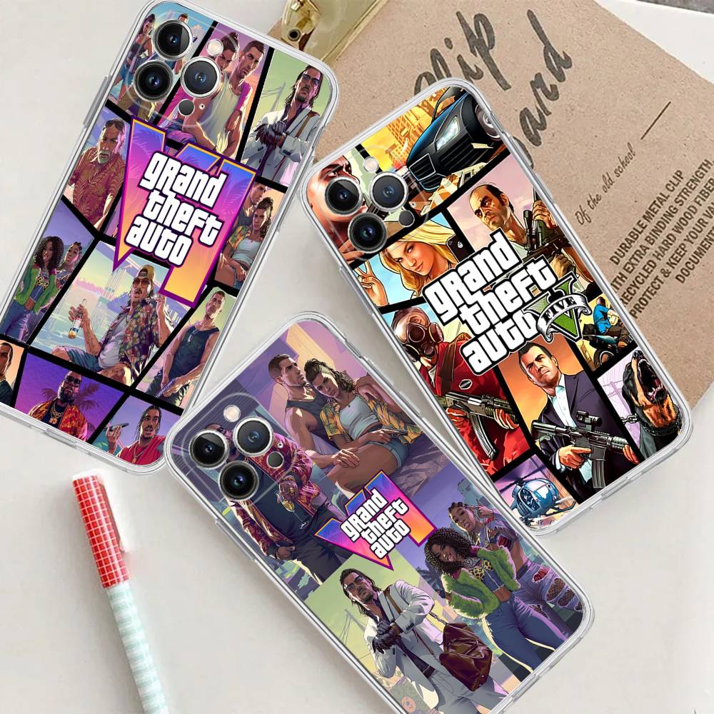 D-Decor T-Theft A-Auto G-GTA Video Game Phone Case For IPhone 17 16 15 14 13 12 11 Pro Max Plus Soft Cover Personalized DIY