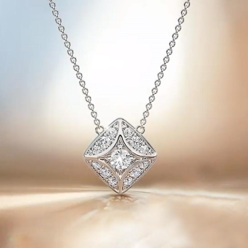 Huitan Fashion Geometric Square Shaped Pendant Necklace for Women Party Versatile Daily Collocation Ladies  Wholesale Lot 45cm