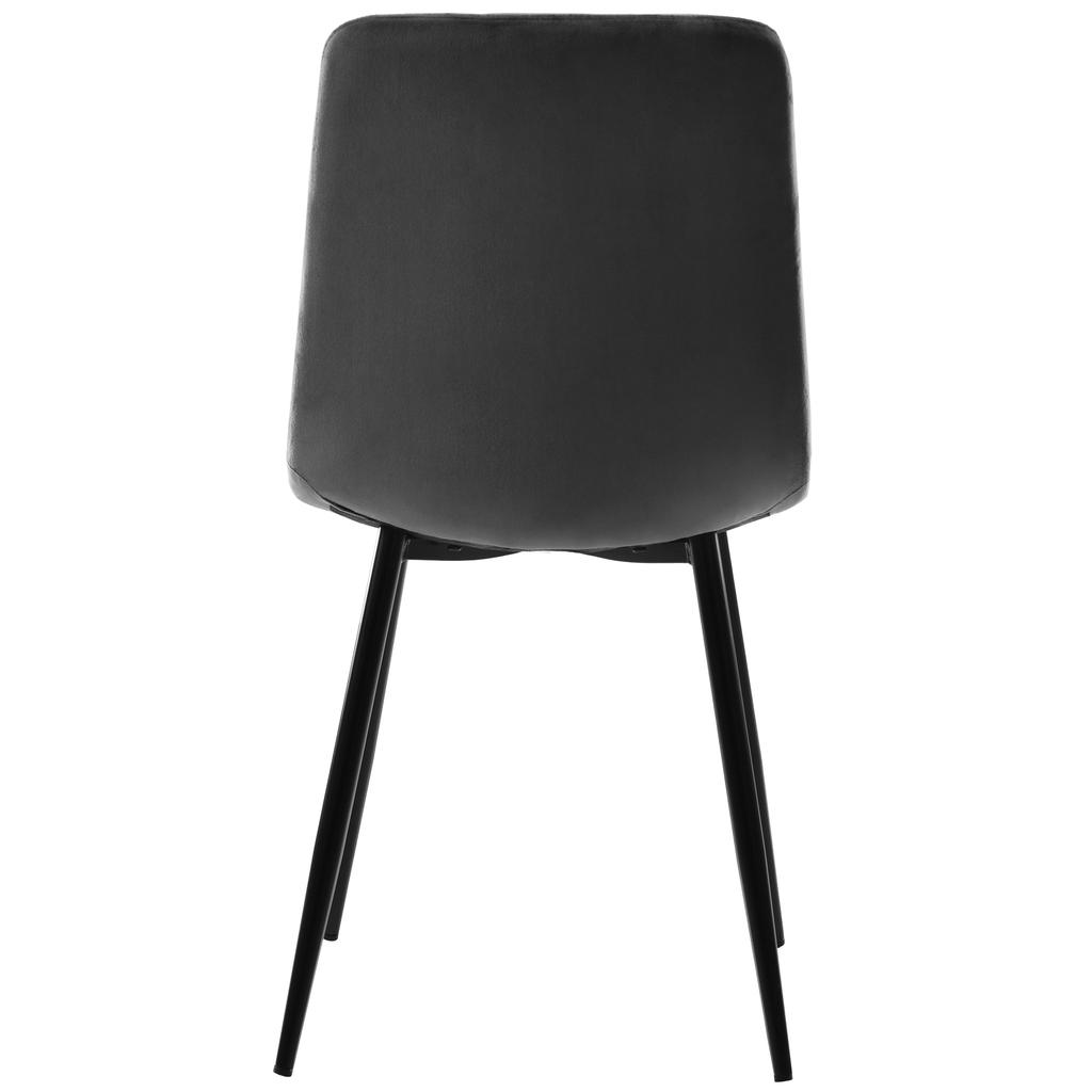 Dining Chair (4 pcs), Dark Grey, 4-Piece Set Upholstered Chair Design Chair with Backrest, Seat Made of Velvet Frame Made of Metal