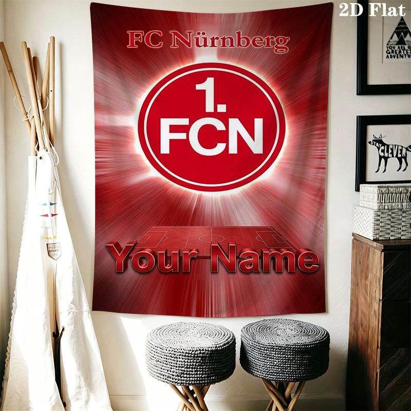 Name Custom 1.FC Nürnberg Logo Wall Tapestry Aesthetic Wall Hanging Printed Fabric Blanket Decorative Tapestries for Bedroom Living Room Home Decor