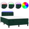 Box Spring Bed with Mattress & LED Dark Green 120 X 200 Cm Velvet