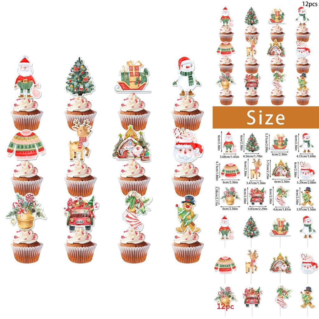 Christmas Cake Decoration Flags Set With Vintage Design For Holiday Parties