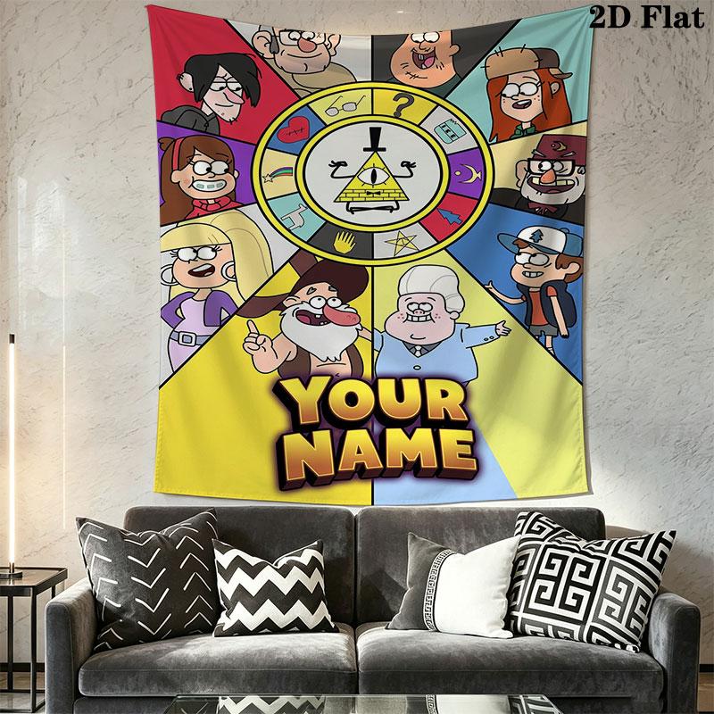 Custom Gravity Falls Wall Hanging Printed Fabric Blanket Decorative Tapestries for Bedroom Living Room Home Decor