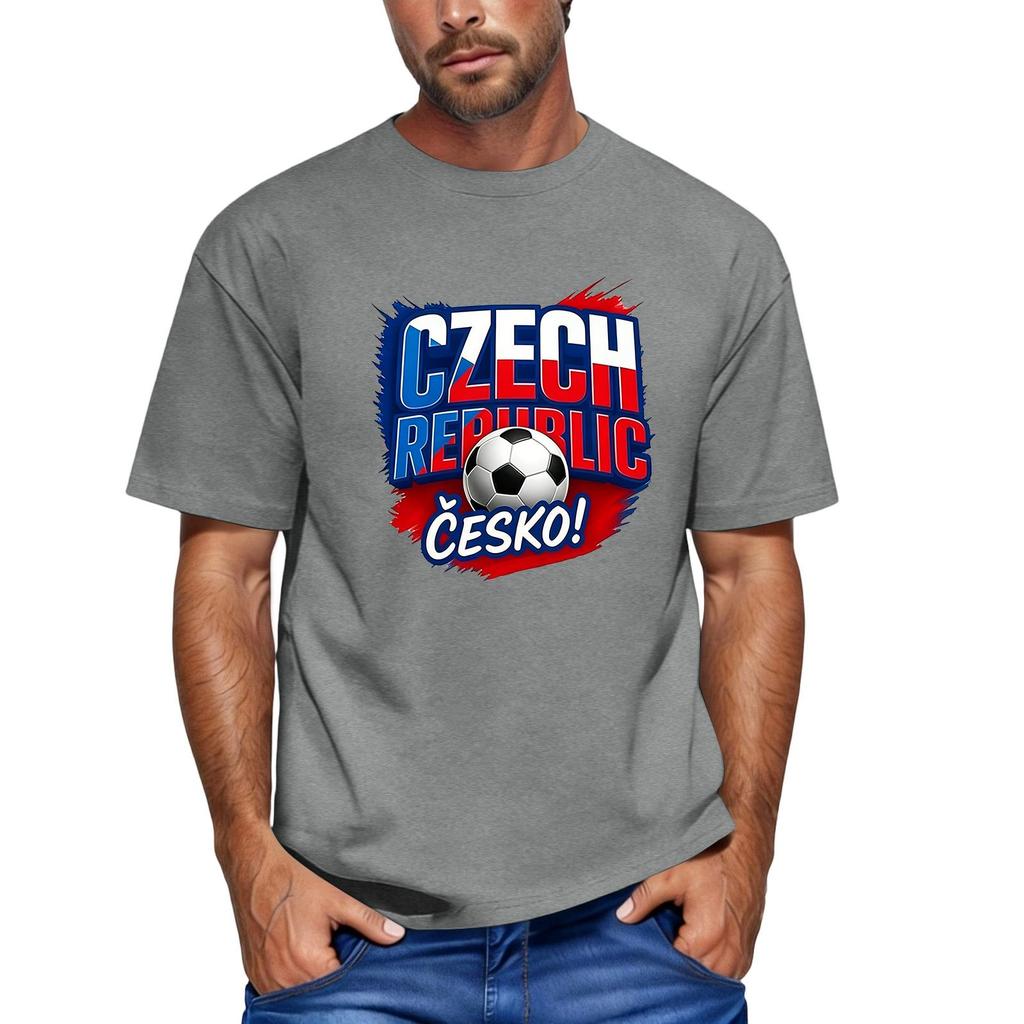 Men's Czech Republic Football Themed Short Sleeve Crew Neck T-Shirt Casual Fit Printed Top for Sports and Everyday Wear