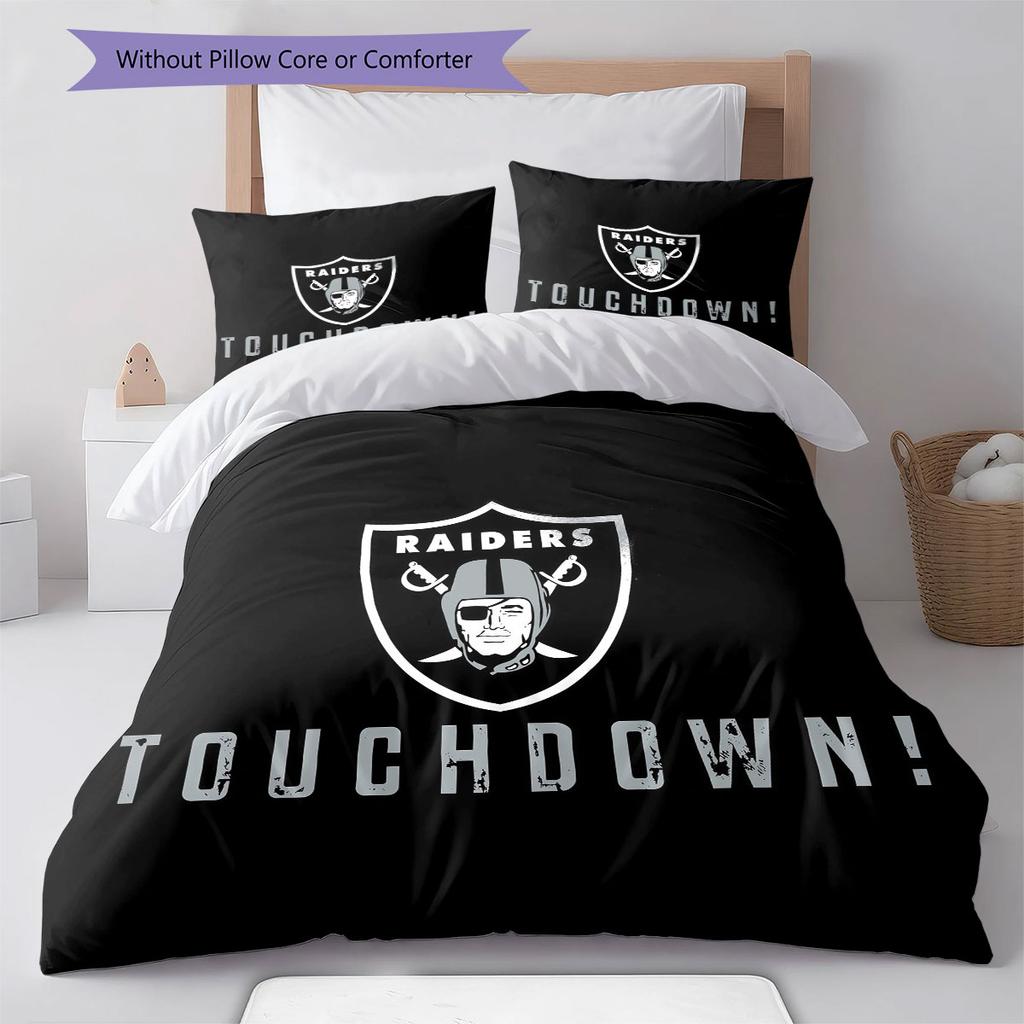 Raiders Pattern Bedding Home Decoration Birthday Gift ( 1 duvet cover + 2 pillowcase, without core),fan merchandise.