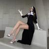 Sexy Nonnenkostüm Damen Halloween Cosplay Hexe Priesterin Bühnenauftritt Outfit Baumwollmischung S M L XL