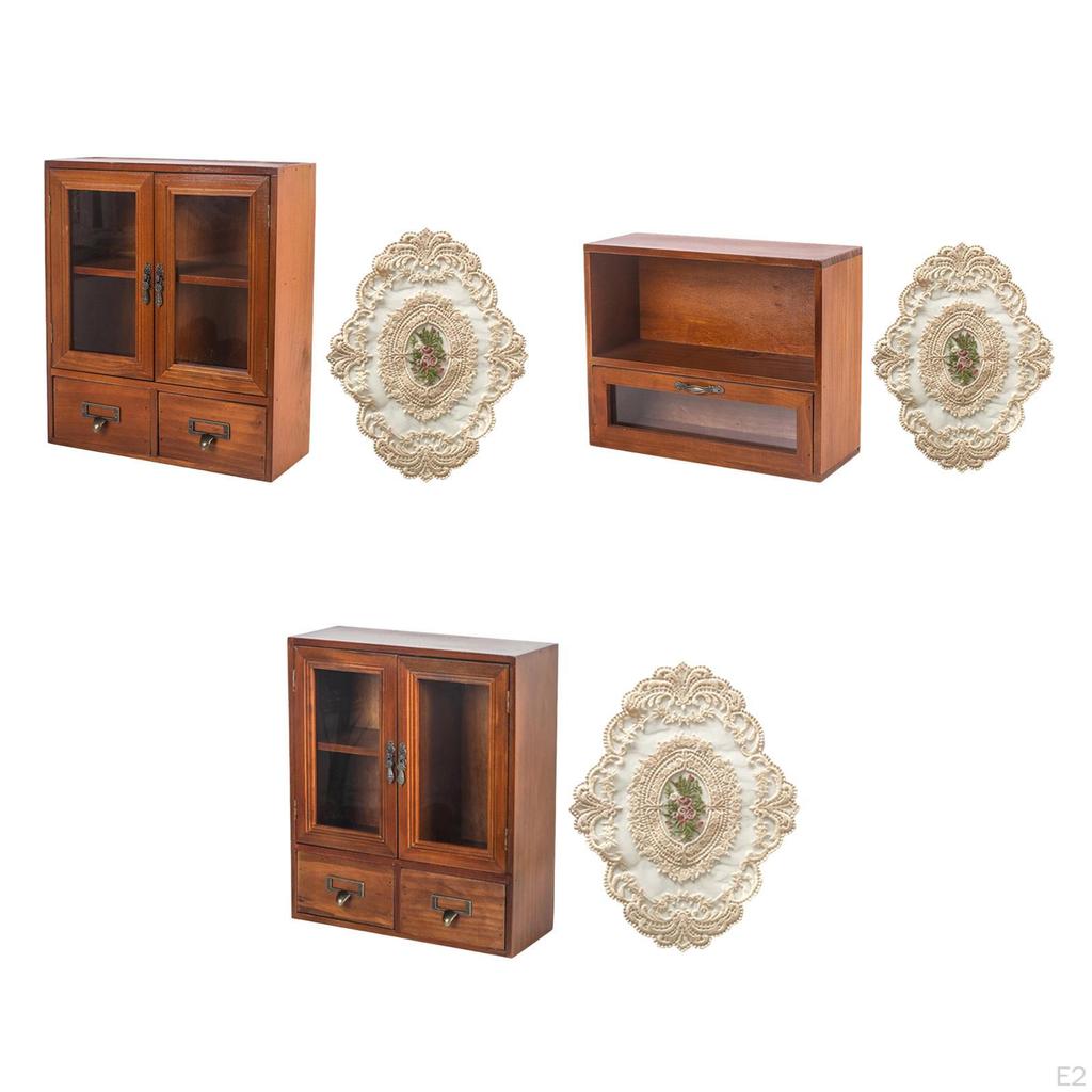 Wooden Storage Cabinet Cosmetic Box Multifunction Makeup Shelf Rack with Compartments Desk Organizer
