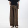 Heren Katoenen Casual Broek Losse Rechte Pijp Dubbele Plooizakken