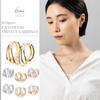 LOKUMI Made in K18 Hoop Ring 18K Nickel K24 Earrings, Japan, 18K, Post, K18, Hypoallergenic, Hoop, Earrings, Catchless, One-touch, 3-Row, Earrings,