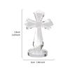 Crystal Cross Ornament with Angel Figurine Transparent Glass Religious Statue Baptism Communion Christmas Gifts Home Decorations
