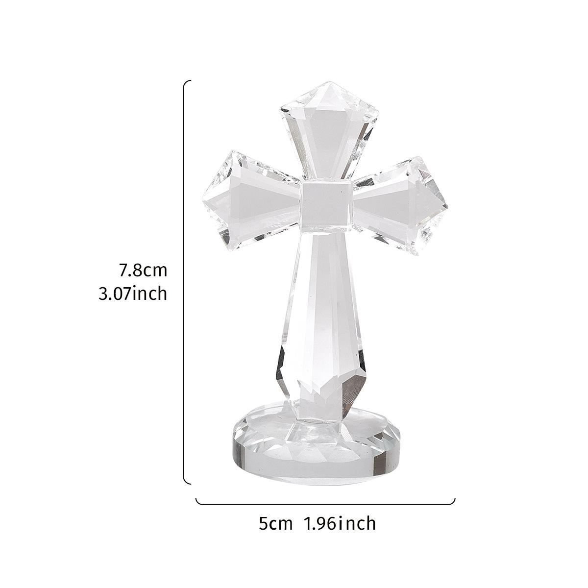 

Crystal Cross Ornament with Angel Figurine Transparent Glass Religious Statue Baptism Communion Christmas Gifts Home Decorations