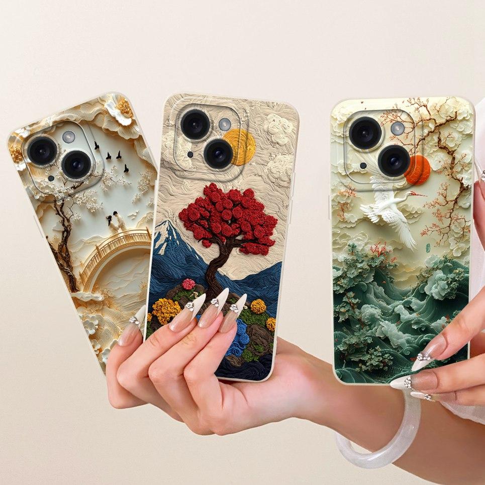 Daisy Bow Pattern Butterfly Flower Cherry Back Cover For iPhone 14 Pro Max Phone Case Soft Silicone Casing On iPhone14 14Plus