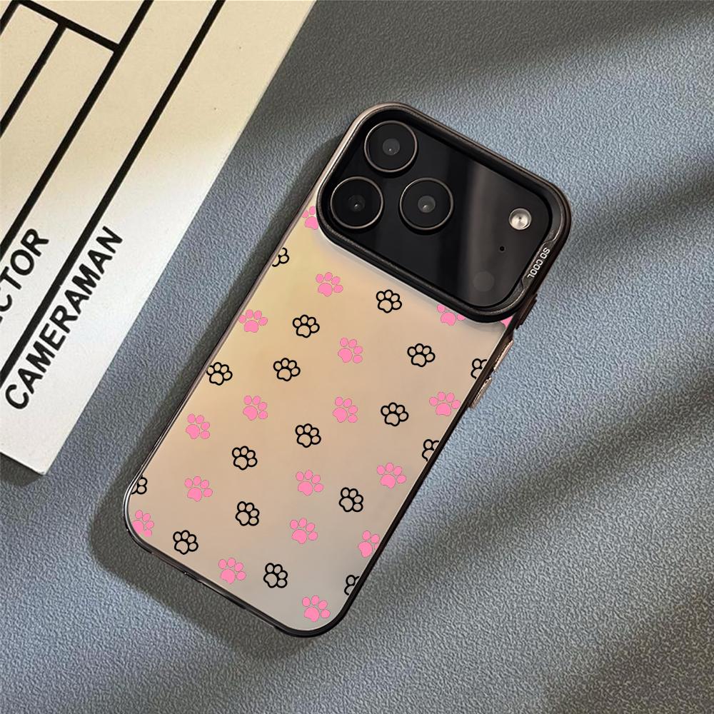 Cute Dog Paws Pattern Phone Case For iPhone 17 16 15 14 13 12 11 Pro Max Air Matte Laser Aurora Shockproof Funda