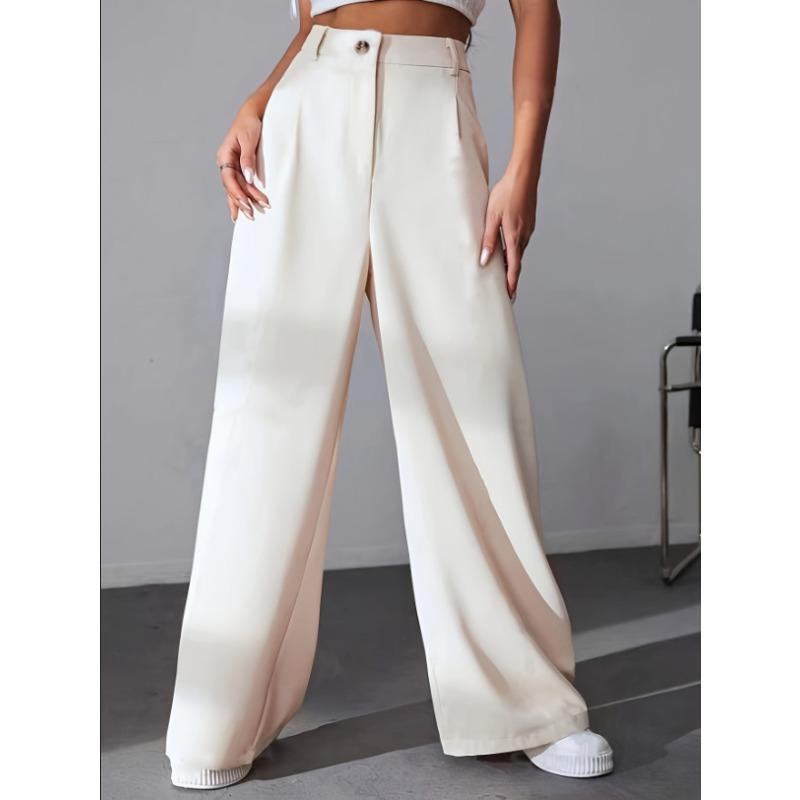 Women S Solid Color Straight Leg Wide Leg Casual Trousers S
