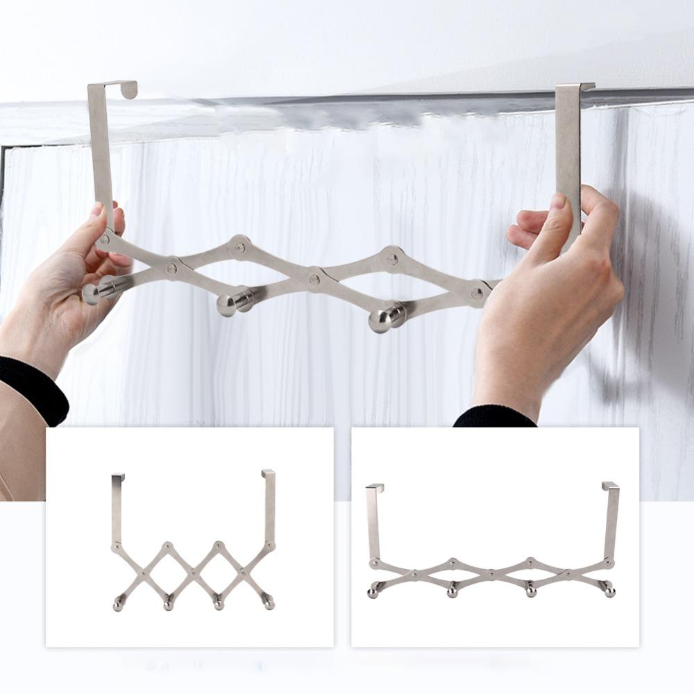Durable Door Hanging Rack Silver Black Folding Door Hanger Practical Over Door Hook Space Saving