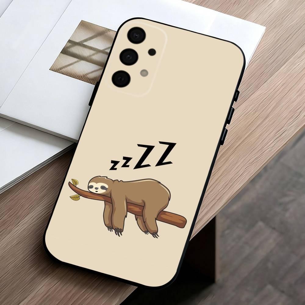 

Animal Cute C-Cartoon S-Sloth Phone Case For Samsung Galaxy A73,A72,A71,A70,A53,A52,A51,Soft Silicone Black Cover Samsung a52