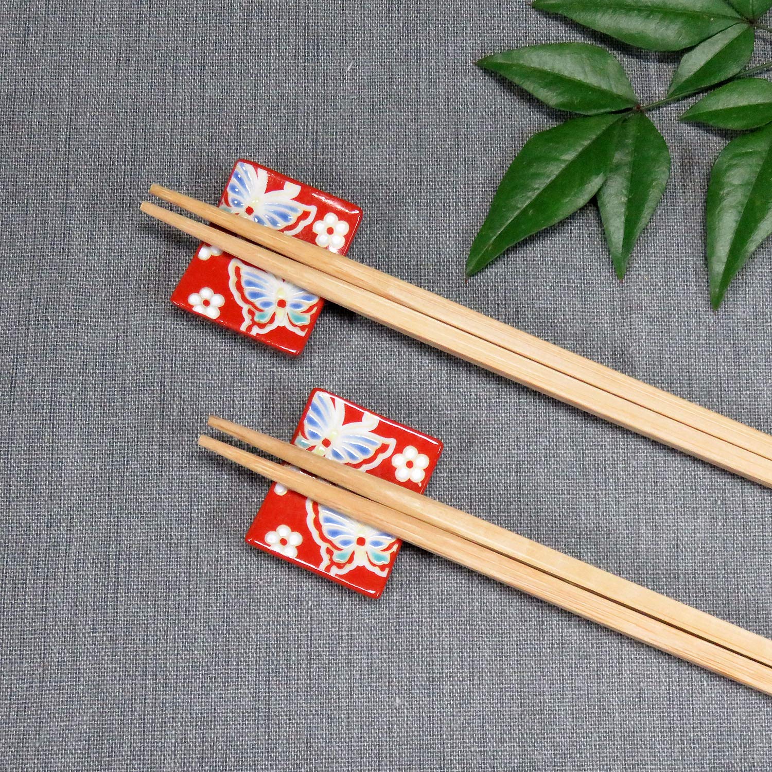 

Stylish Kutani Ware Pair Chopstick Rest Set with Butterfly Ceramic Cutlery Made in Japan Design, Rest,