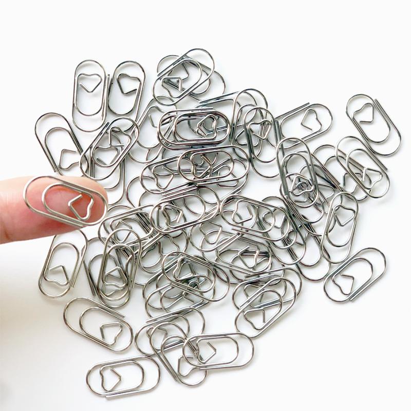 50pcs Mini Love Heart Paper Clips Macaron Color Photo Tickets Holder Binder Clips Notebook Planner Bookmarks Office Supplies