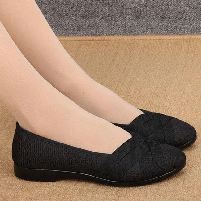 Old Beijing Cloth Shoes Women's Single Shoes Black Casual Shoes Non-slip Breathable Work Shoes Flat Shoes
