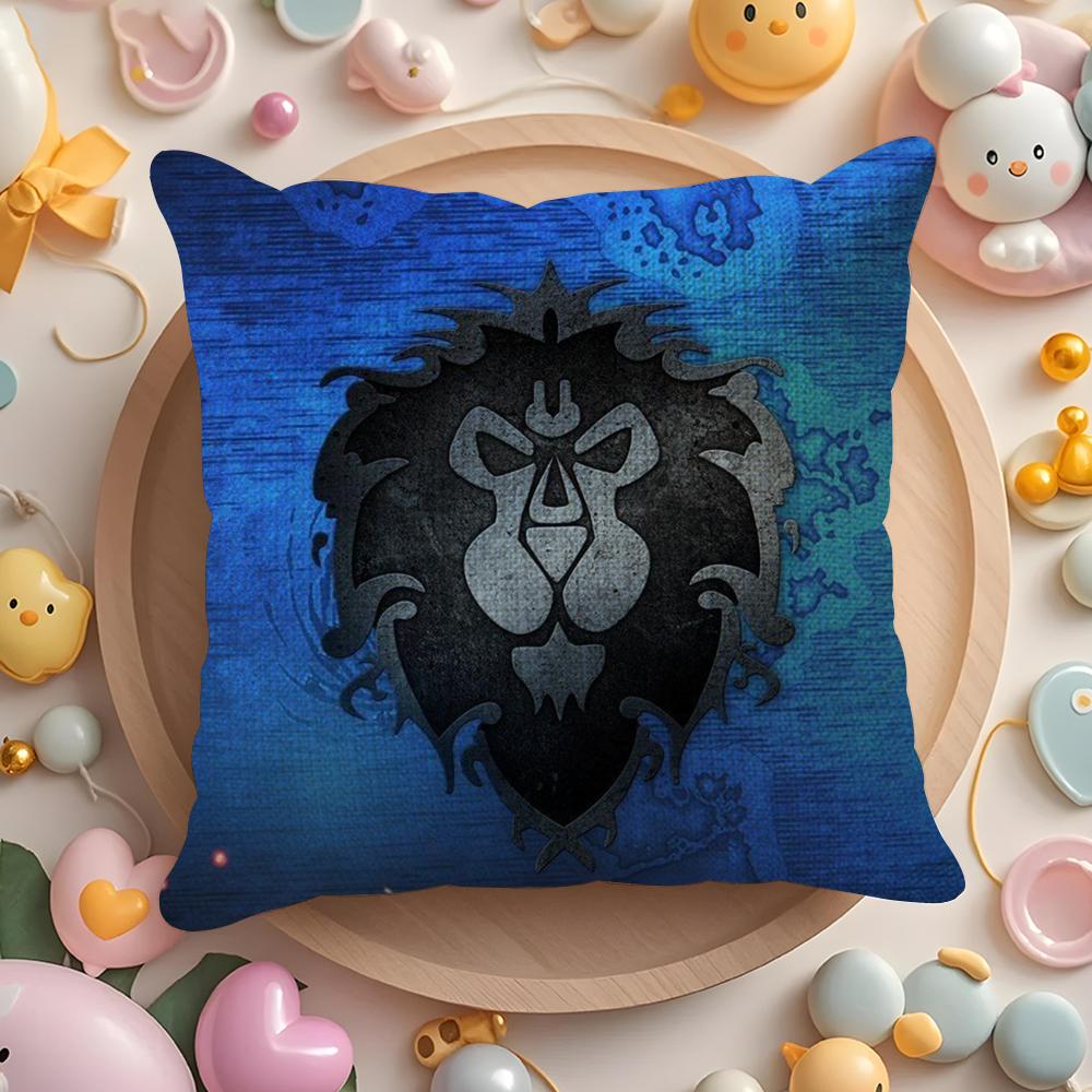 Warcrafts Of World W-Wow Game Cushion Cover Summer Coolness Linen Fabric Double-Sided Printing Pillow Case Sofa Home Decor Gift