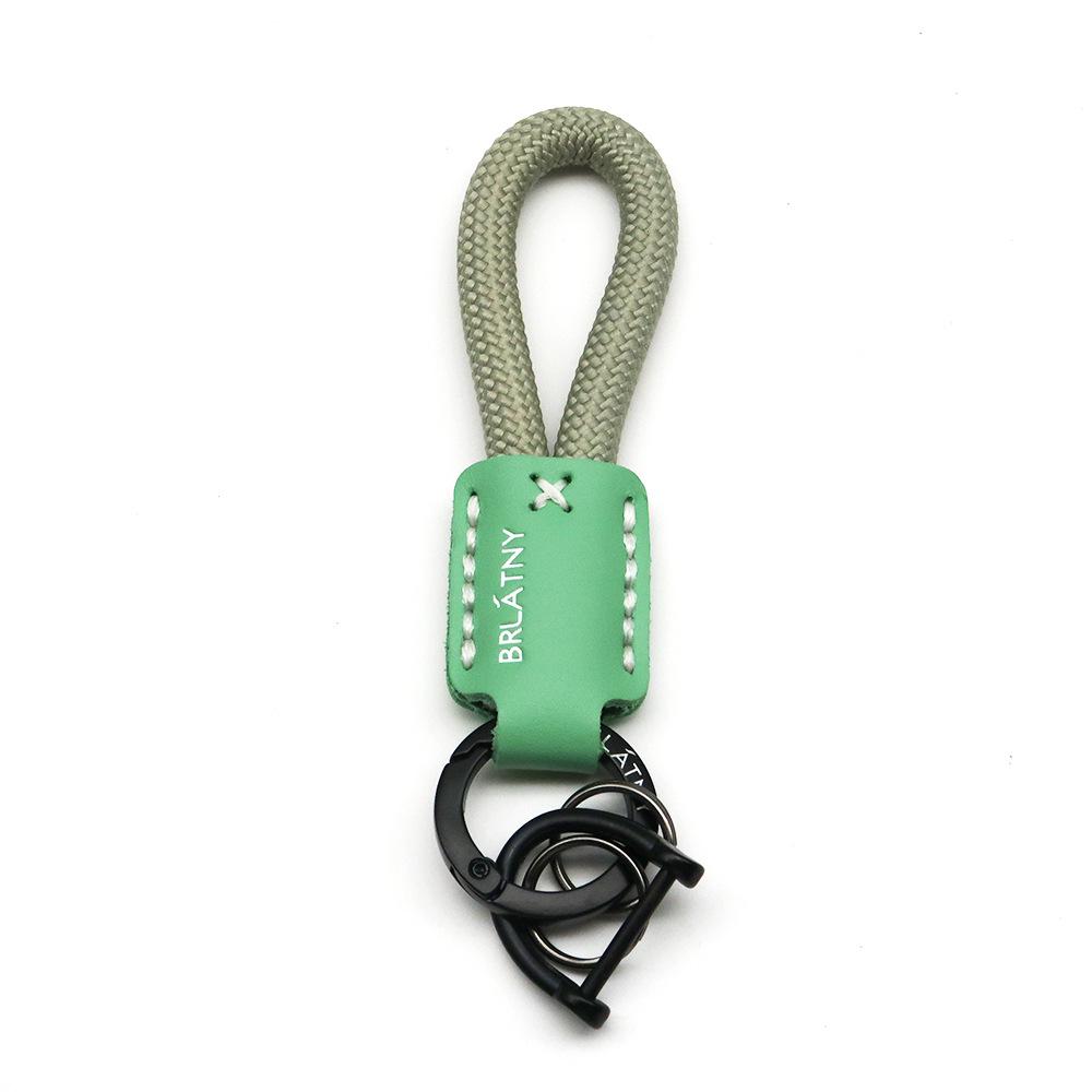 Handmade Genuine Leather Horse Keychain with Anti-Lost Lanyard and Woven Rope.
