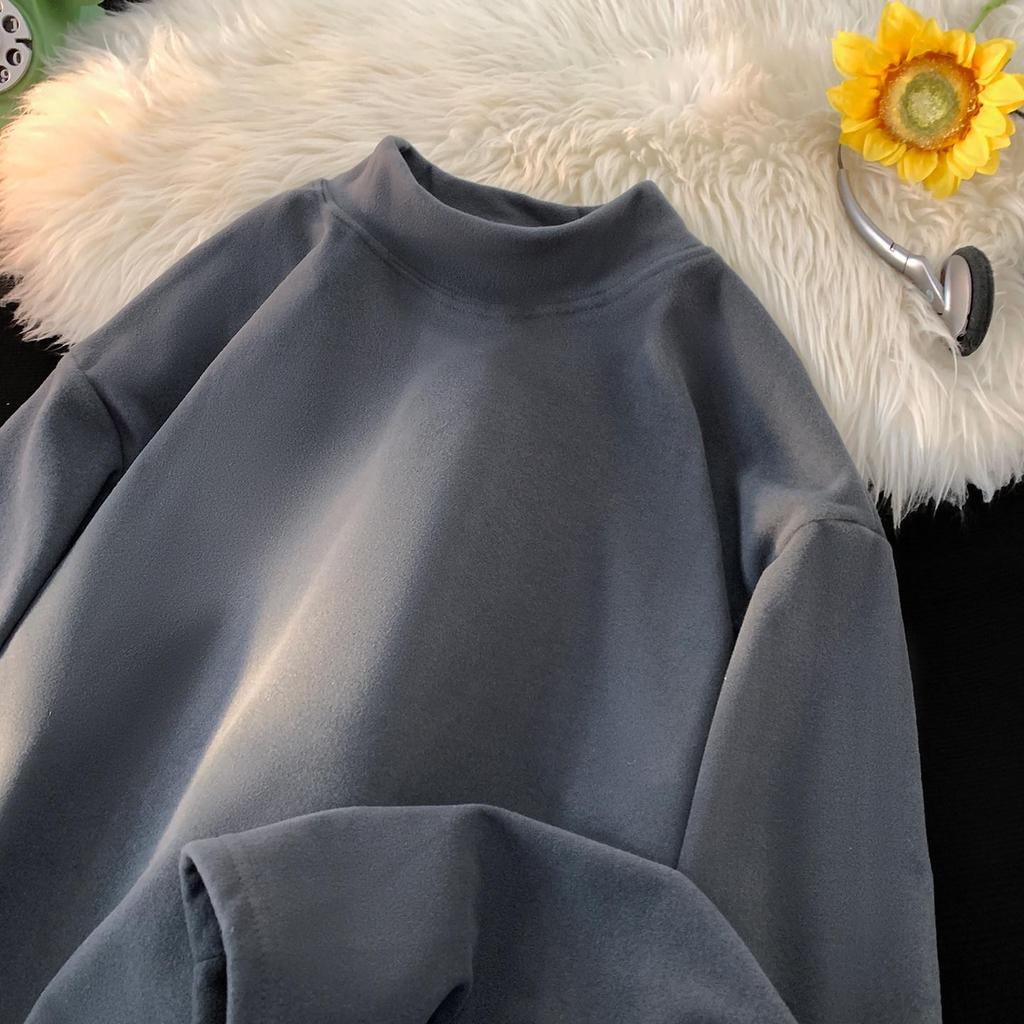 Men’s Half-High Neck Base Layer Knit Sweater Top for Autumn/Winter