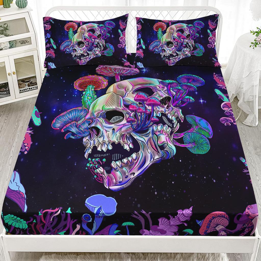 Halloween Skull Personality Pattern Sheet Three-Piece Digital Printing Bedding Set Children Adult