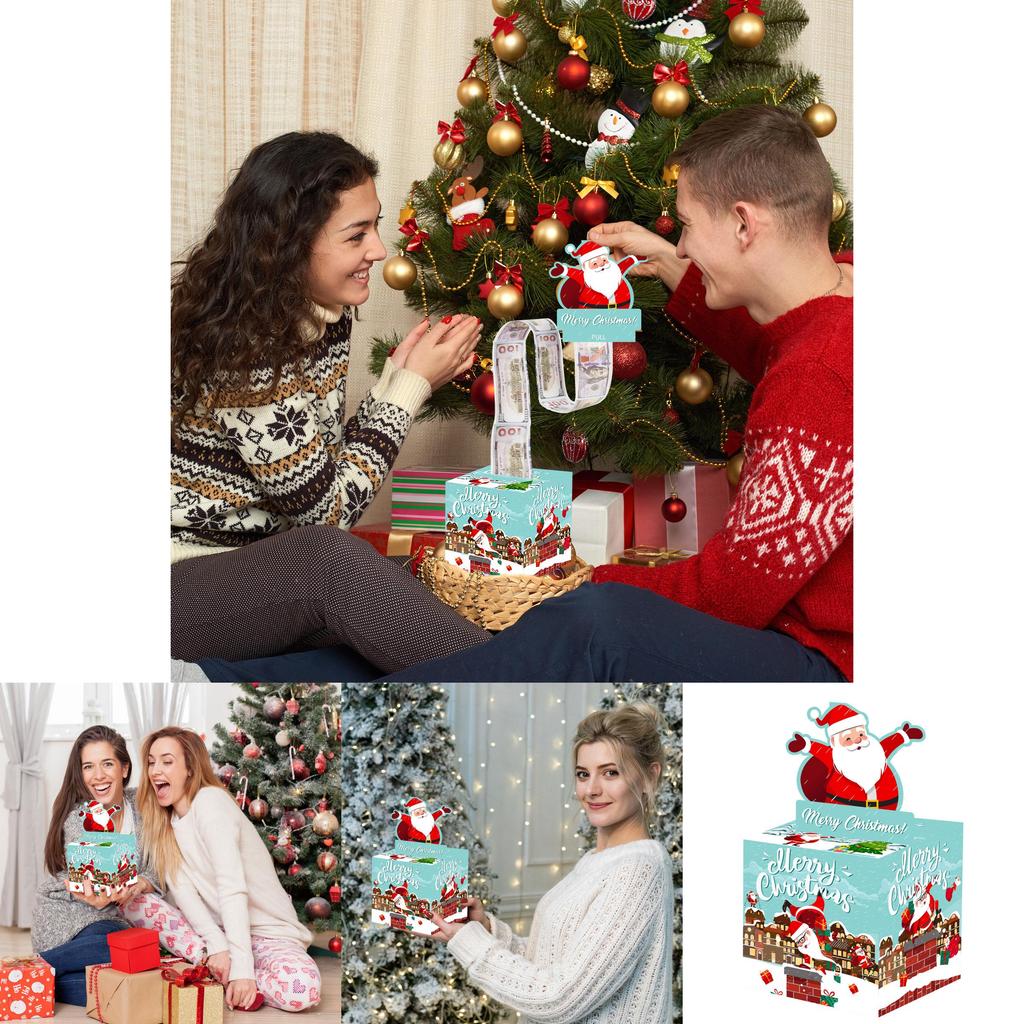 Christmas Santa Blue Holiday Scene Prop With Surprise Money Container For Party Decorations