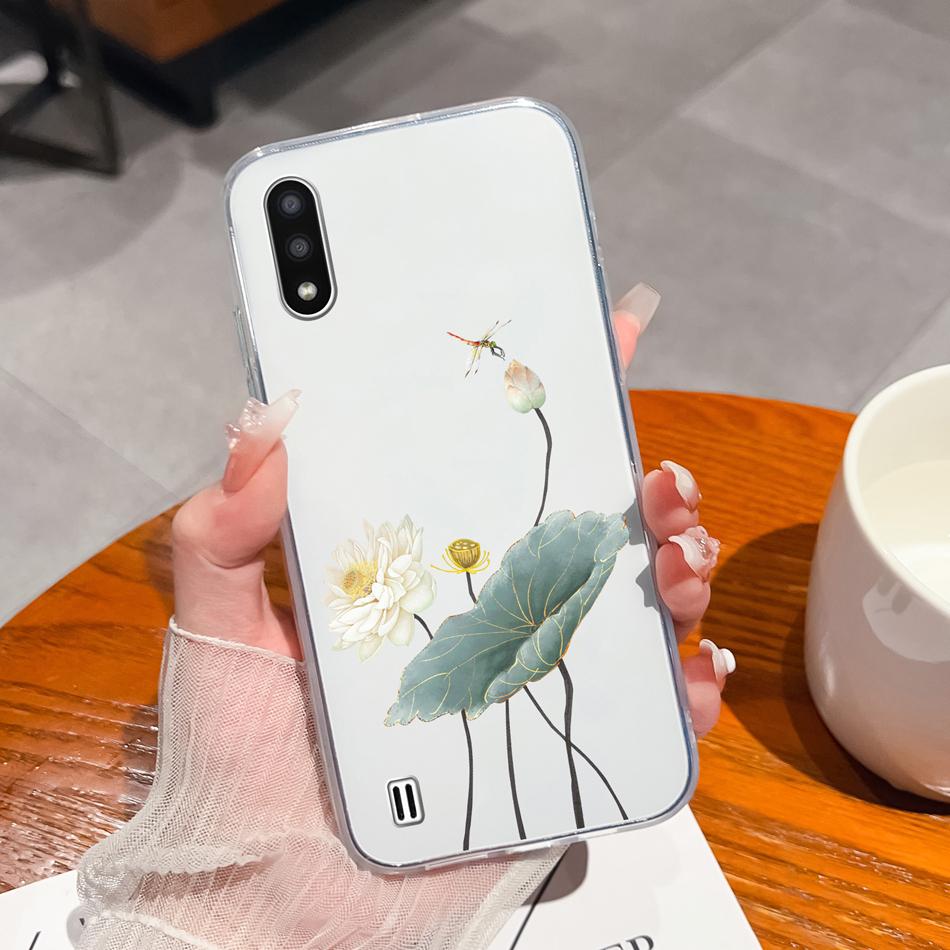 For Samsung Galaxy A01 M01 Core Case Gradient Flowers Soft TPU Silicone Phone Cases For Samsung A 01 M 01 Protective Back Cover