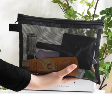 Transparent Mesh Cosmetic Storage Bag, Transparent Multi-functional Travel Portable Storage Bag One Size