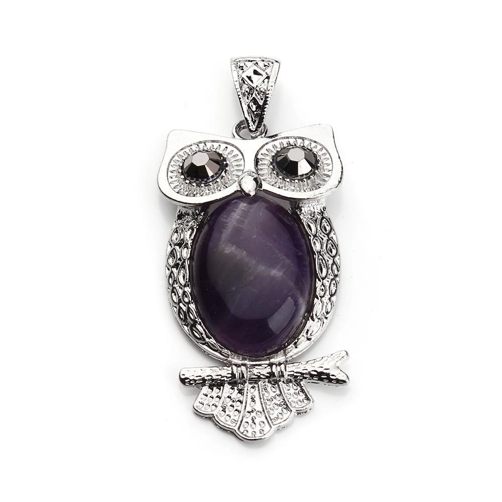 1 pezzo Ciondoli Gufo in Pietra Naturale Ciondoli Cristallo Rosa Viola Carini per Creazione Gioielli Fai da Te Artigianato Ciondoli per Collana Componenti