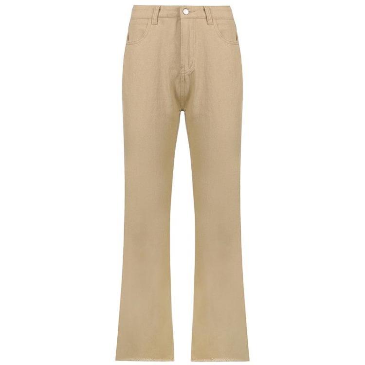 Pantaloni da Donna a Vita Alta Gamba Dritta Casual Larghi con Drappeggio Jeans Sottili Nuovi Pantaloni Monocolore