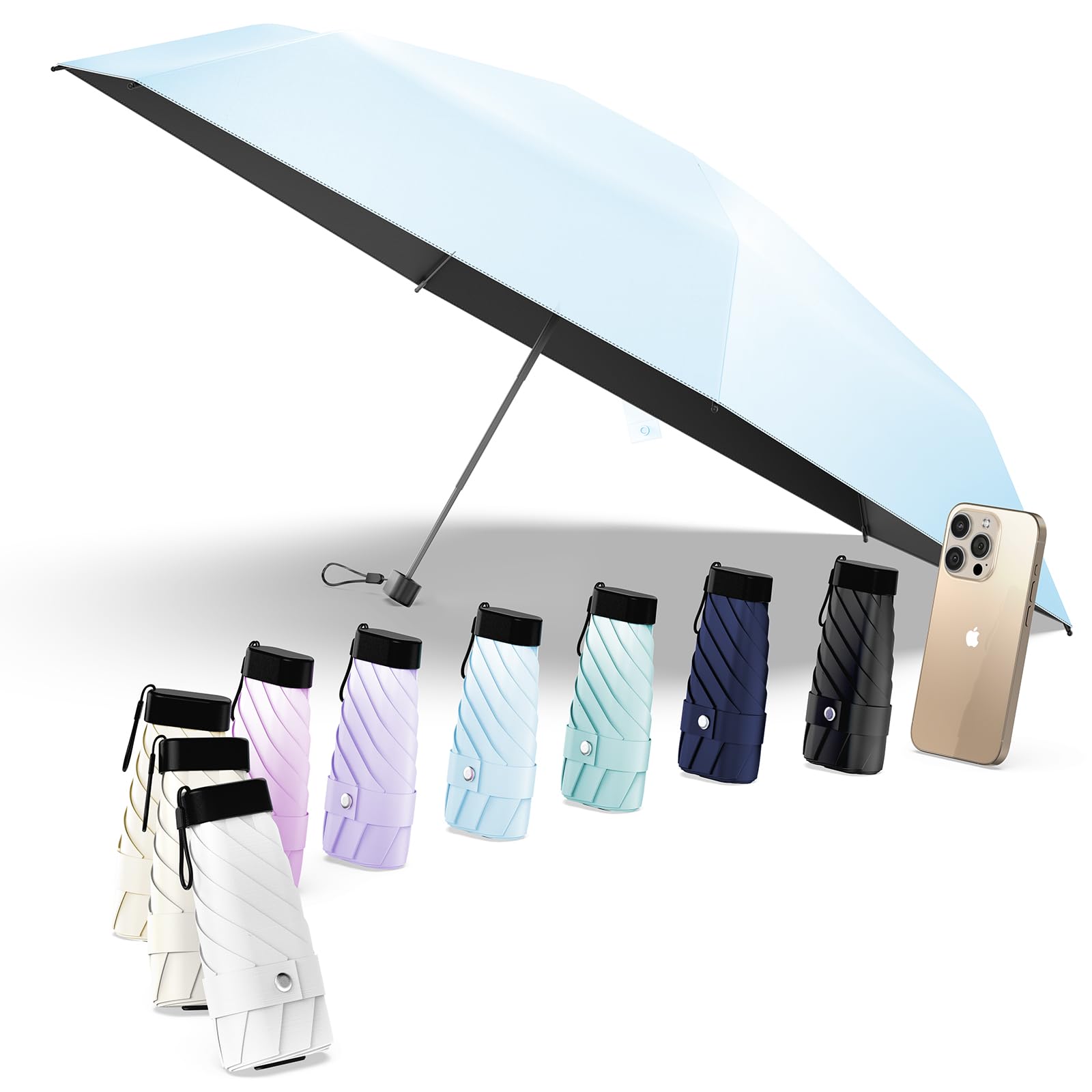 

Alwgreen Зонт Награда Red Dot за дизайн Складной зонт Легкий и JIS УФ-свет Тепло Карман Складной Вода 90см Большой Складной Зонт для Солнечной светло-синий