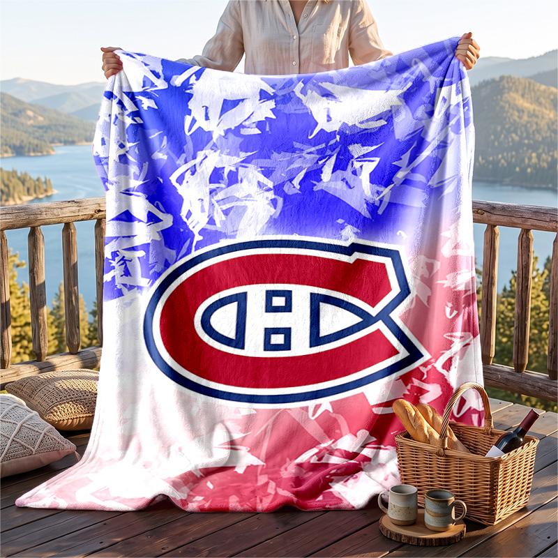 Warm Flannel Blanket Montreal Canadiens Pattern, Lightweight Comfortable Throw Blanket for Bed Sofa Use