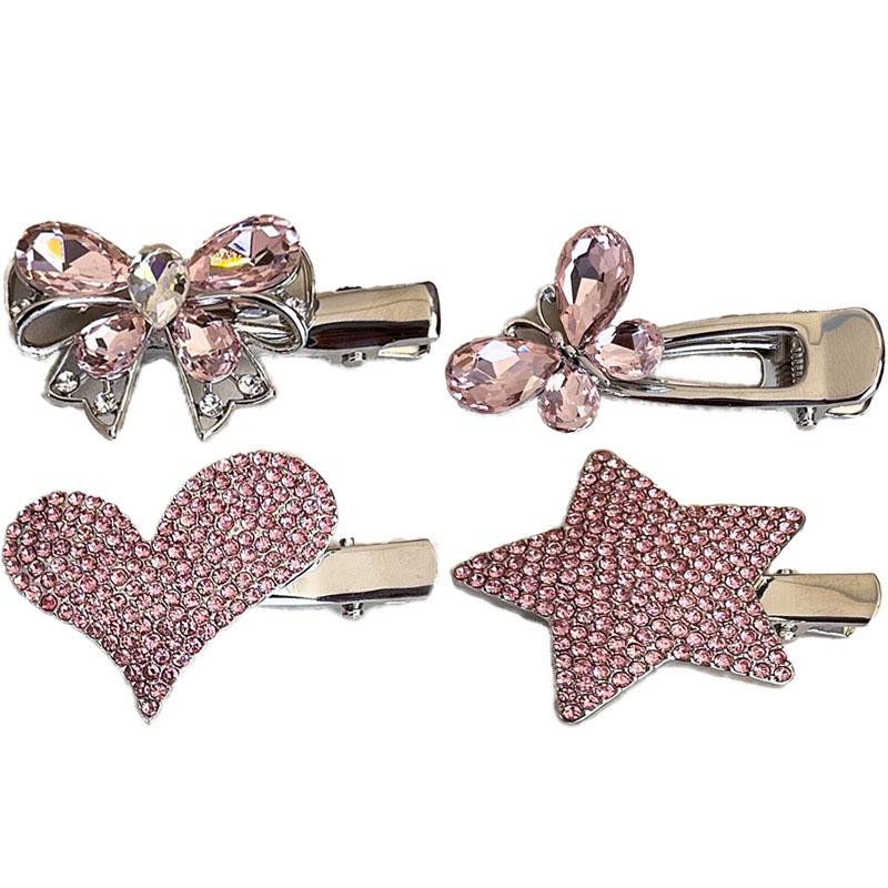 Pink Sweet Water Diamond Hair Clip Women's High End Temperament Duck Billed Clip Hair Accessories