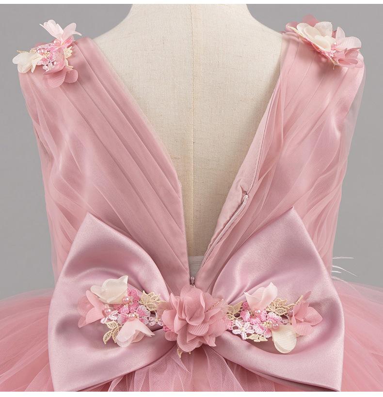Children's Floral Princess Birthday Dress - Puffy Skirt Cake Dress for Baby Girls