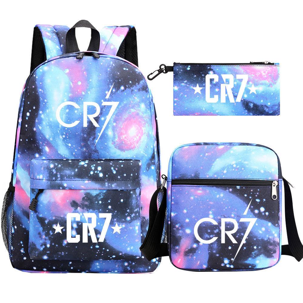 3-delige Schoolrugzakset voor Studenten Grote Capaciteit Oxford Stof Schooltas met Schouderband en Etui Cristiano ronaldo three-piece suit