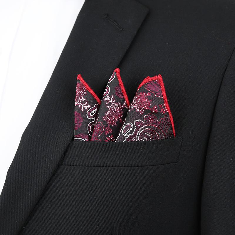 Square Scarf Suit Pocket Towel Wedding Groom Best Man Red Embroidery Business Square Scarf Pocket Towel