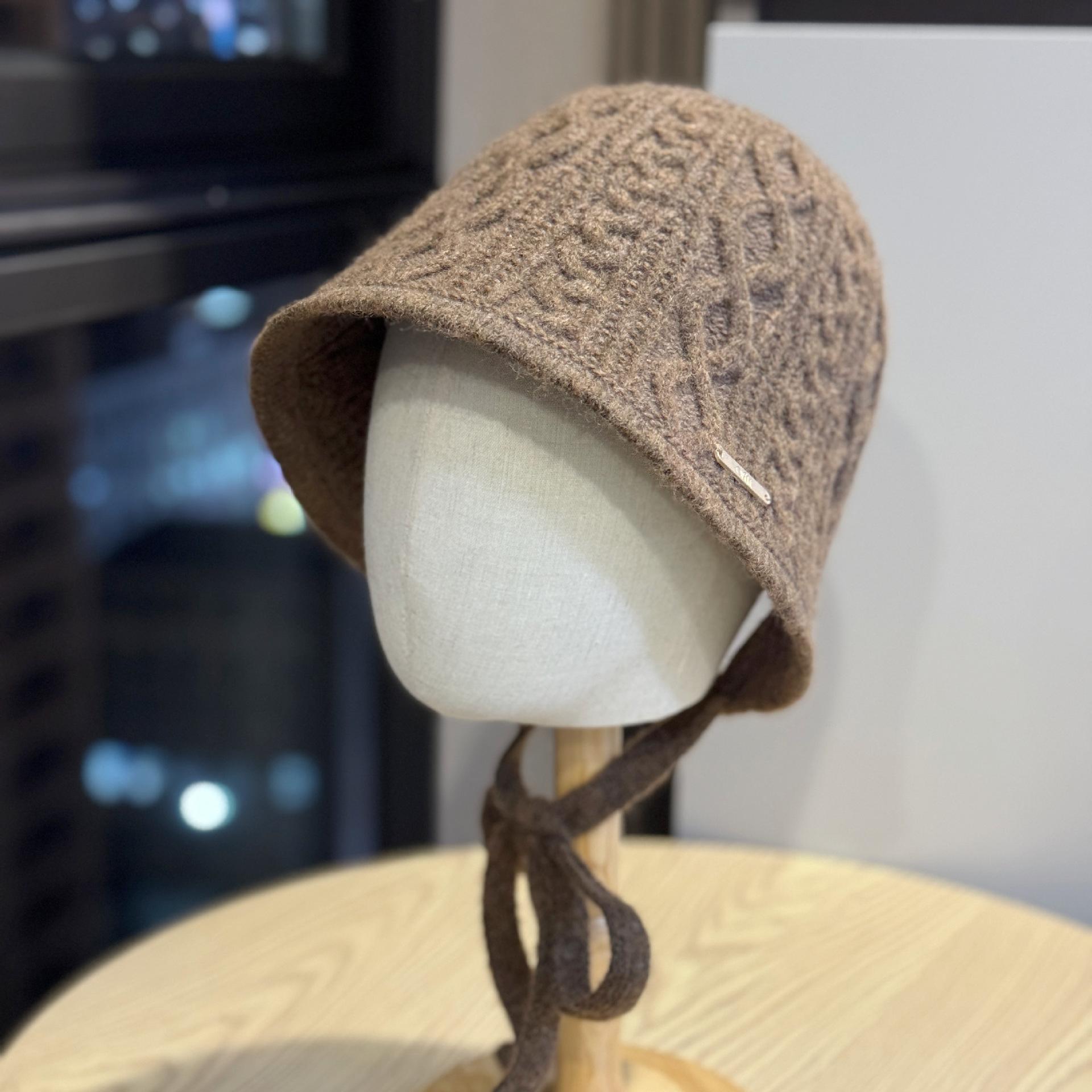 

Шерстяная панама женская осенне-зимняя теплая и модная, на шнуровке, шляпа-ведро, открывающая лицо и с защитой для маленьких ушей, вязаная шляпа рыбака one size