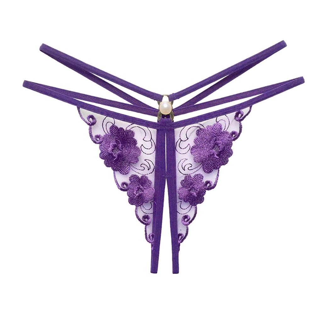 Erotic Panties Woemn'S Sexy See Through Lace Lingerie Briefs Erotic Open Crotch Underpants Pearl Massage Underwear Low Waist Seductive