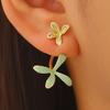 1 Paar Ohrstecker Doppellagig Dreidimensionales Blumen-Design Emaille Gardenienblütenform Ohrhänger für Damen Schmuckzubehör