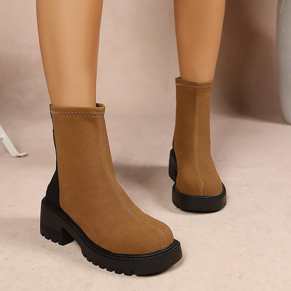 Women's Fall Winter Boots Round Toe Heel Pull- British Booties