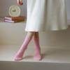 Women Coral Velvet Floor Socks Fluffy Pure Color Medium Tube Elastic Sleep Plush Sock