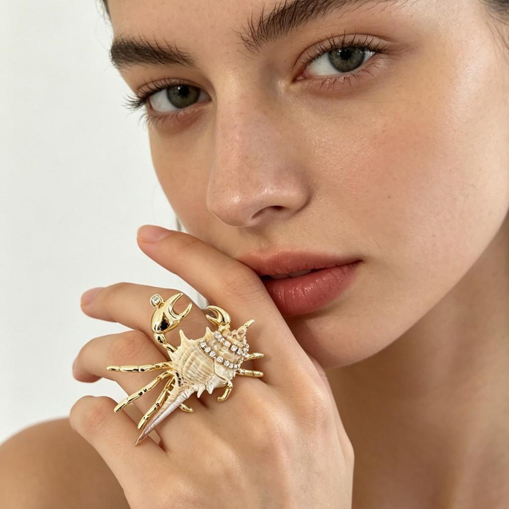 Bohemian Meeres-Metall-Einsiedlerkrebs Verstellbarer Ring - Vintage Europäischer & Amerikanischer Stil 2026